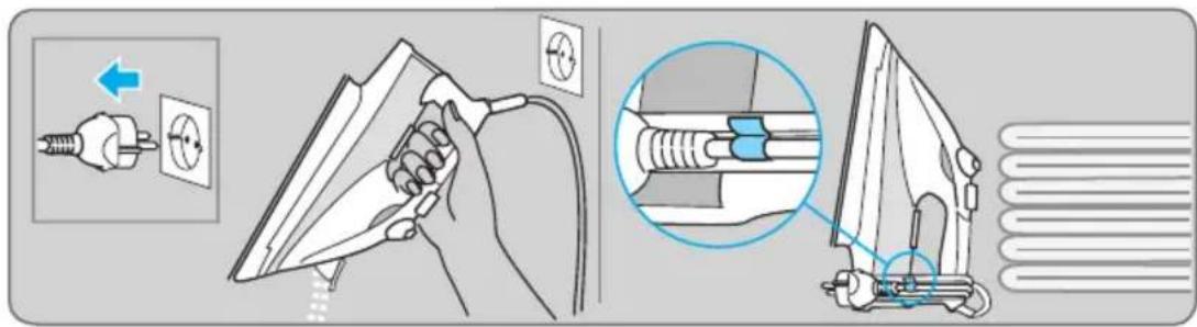 Diagram illustrating the installation of a hairpin with labeled parts and a magnified view showing the cable being inserted.