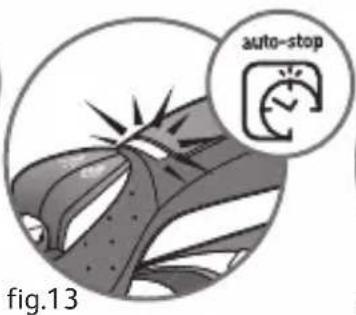 Illustration of a car with exhaust flames and a 'auto-stop' icon, no text or symbols present