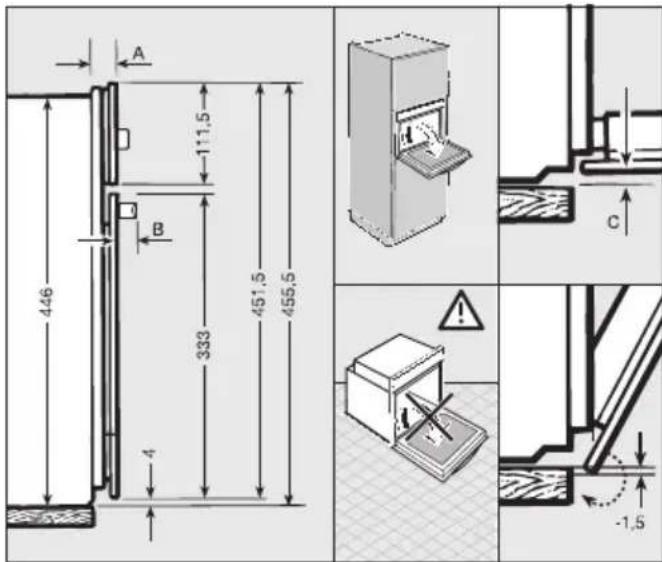 MIELE H 5040 BM - Front dimensions - 1