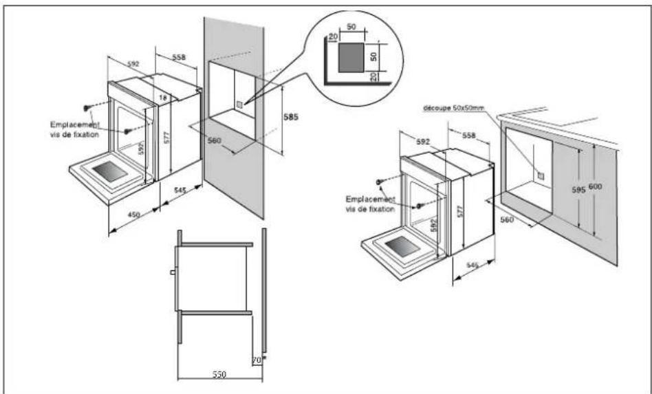 NOVY 2222 - Dimensions utiles pour encastrer votre four - 1