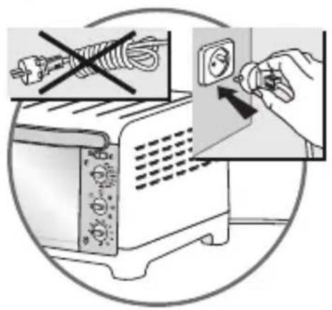 Diagram illustrating a kitchen appliance with a switch and power outlet, showing no text or symbols.