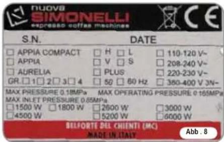 NUOVA SIMONELLI Appia V - IDENTIFIZIERUNG DER MASCHINE - 1