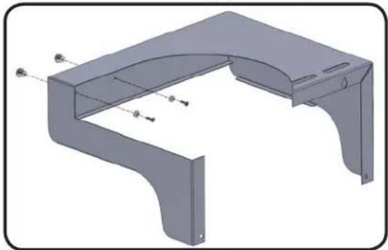 3D CAD model of a U-shaped metal bracket with mounting holes and dimension lines (no text or symbols)