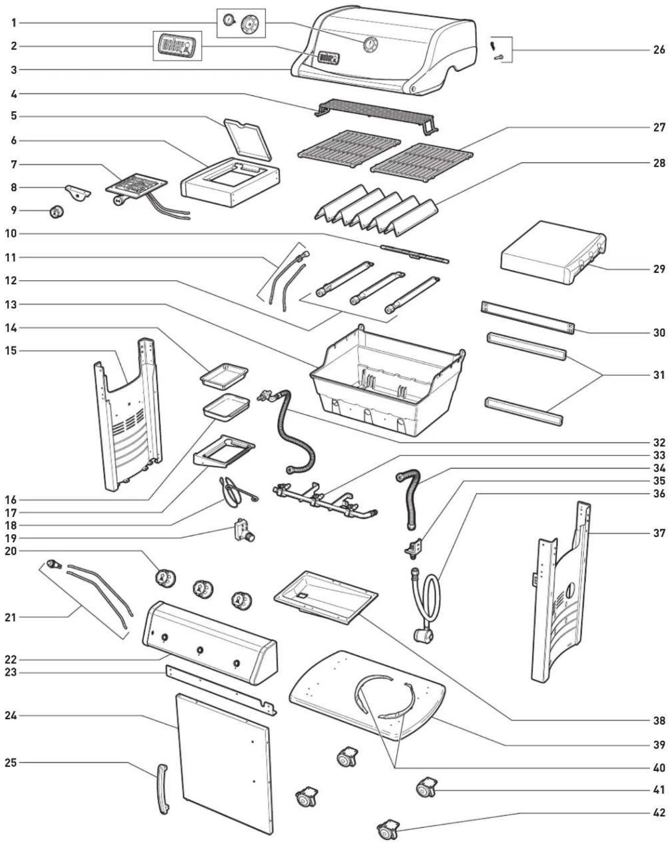 WEBER Spirit E-210 Classic - SPIRIT® E-320™ ORIGINAL EXPLODED VIEW - 1