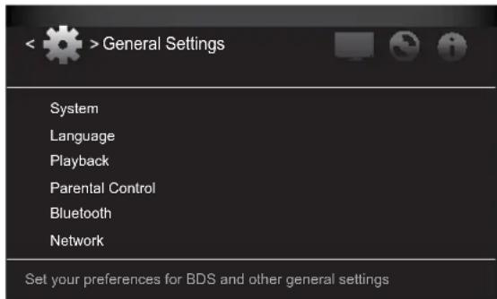 HARMAN KARDON BDS 275 - Settings Menu - 1