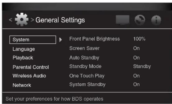 HARMAN KARDON BDS 575 - General Settings - 1
