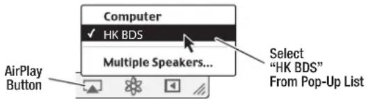 HARMAN KARDON BDS 575 - To initiate AirPlay streaming to the BDS receiver: - 1