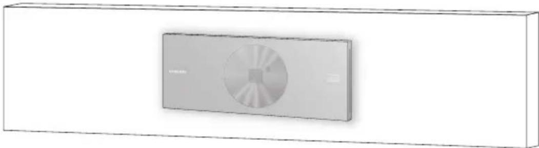 3D rendering of a rectangular electronic device with a circular display and indicator lights (no text or symbols visible)