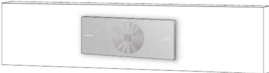 3D rendering of a rectangular electronic device with a circular display on top (no text or symbols visible)