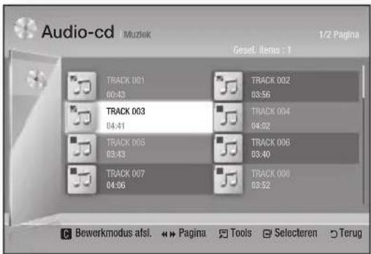 Audio-cd | Muzdek 1/2 Pagina Gesel. Items : 1 TRACK 001 00:43 TRACK 002 03:56 TRACK 003 04:41 TRACK 004 04:82 TRACK 005 03:43 TRACK 006 03:40 TRACK 007 04:06 TRACK 008 03:52 Bewerkmodus afsl. << Página Tools Selecteren Terug