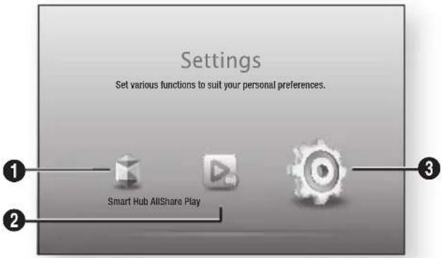 Settings Set various functions to suit your personal preferences. Smart Hub AllShare Play