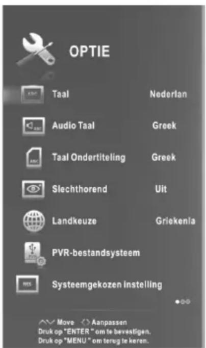 CHANGHONG LED39B2510IS - Het OPTIE menu configureren - 1