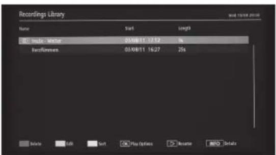 Recordings Library Name Start Length File Name 03/08/11 17:12 % Formaters 03/08/11 14:27 256 Browse Ctrl Sort Play Options Resume NEW Details