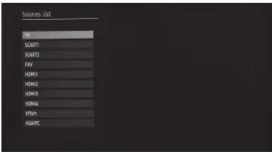 Sources List SN START1 START2 MOV HDMI1 HDMI2 HOM15 HOM16 VPSY VGAPC