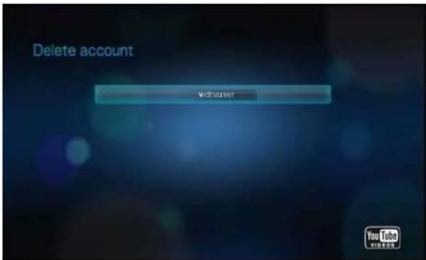 WESTERN DIGITAL TV Live - Deleting a YouTube account from the media player - 3