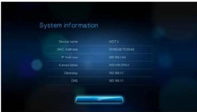 WESTERN DIGITAL TV Live - System Information - 1