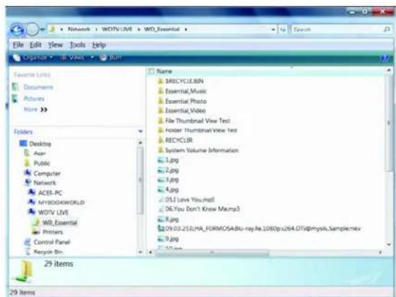 WESTERN DIGITAL TV Live - Moving Files Between the Media Player and a Windows Vista / Windows 7 Computer - 3