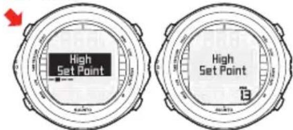 SUUNTO DX - Réglage des valeurs du point de consigne - 2