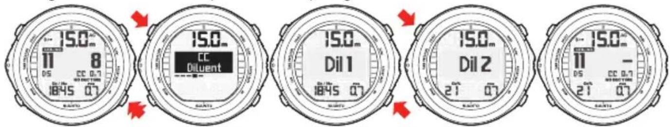 SUUNTO DX - Changement de point de consigne et de mélange diluant/gaz en RCF - 3