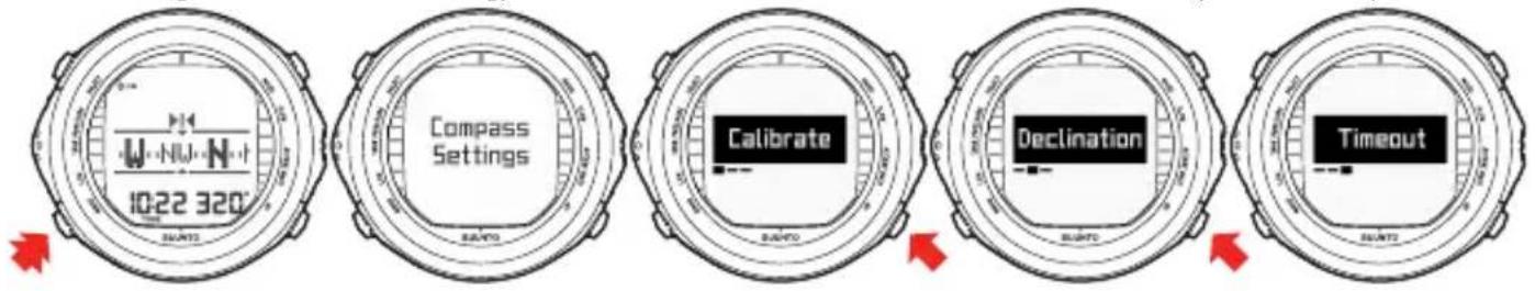 SUUNTO D9tx - Réglages de la boussole - 1
