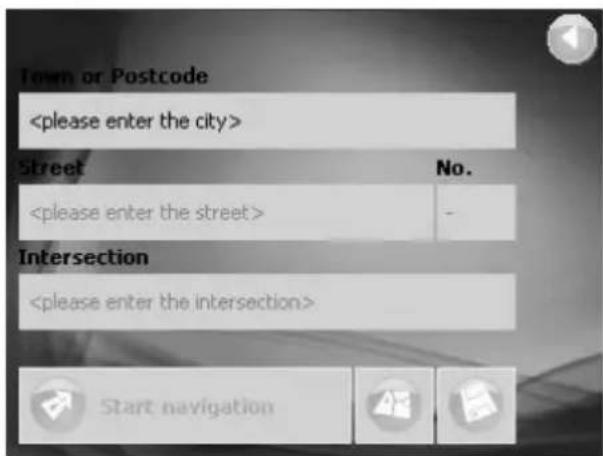 Town or Postcode Street No. Intersection Start navigation