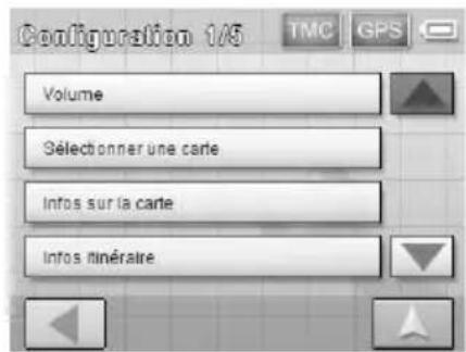 Configuration 1/5 Volume Sélectionner une carte Infos sur la carte Infos finéraire