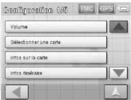 Configuration 1/5 Volume Sélectionner une carte Infos sur la carte Infos finéraire