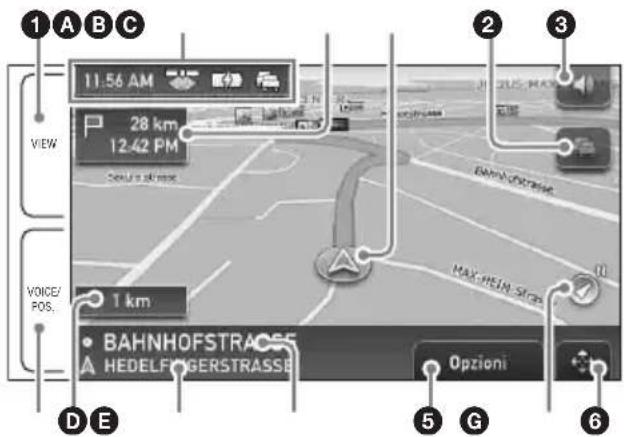 1 ABC 11.56 AM 28 km 12.42 PM VIEW VOICE/ POS. 1 km BAHNHOFSTRASS A HEDELE FINGERSTRASS Opzioni MAX-HEIN-SIGN 5 G 6