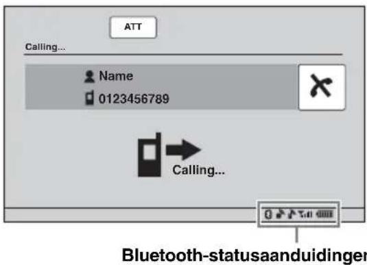 ATT Calling... Name 0123456789 Calling... Bluetooth-statusaanduidinger