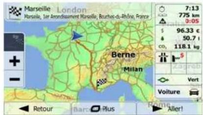 ZENEC ZE-NC2041D - Vérification des autres itinéraires lors de la planification de l'itinéraire - 1