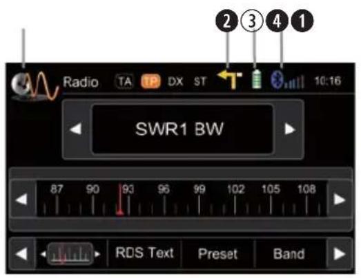 Radio TA TP DX ST 10:16 SWR1 BW 87 90 93 96 99 102 105 108 RDS Text Preset Band