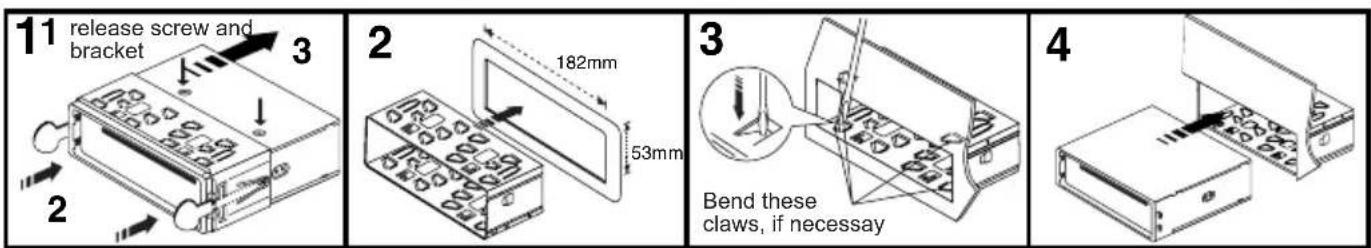 11 release screw and bracket 2 3 182mm 53mm 2 3 Bend these claws, if necessary 4