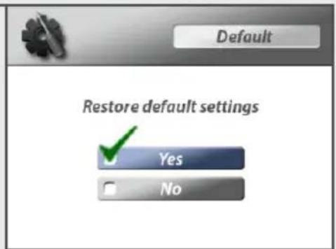 Default Restore default settings Yes No