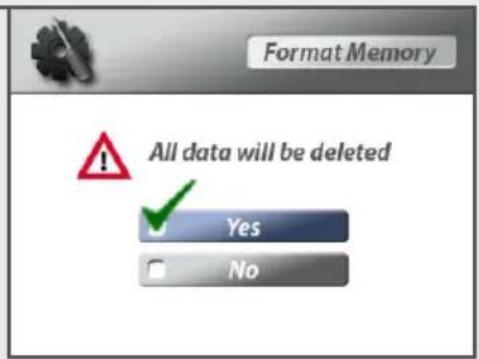 Format Memory All data will be deleted Yes No