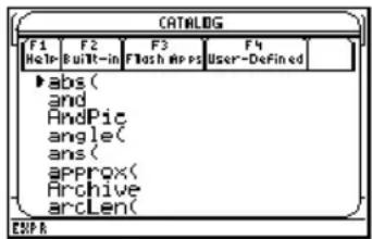 TEXAS INSTRUMENTS Voyage 200 - Een ingebouwde opdracht kiezen uit de CATALOGEen ingebouwde opdrach - 2