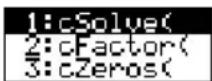 TEXAS INSTRUMENTS Voyage 200 - Menu Optie Omschrijving - 1