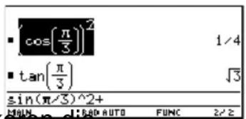 TEXAS INSTRUMENTS Voyage 200 - Een invoer of antwoord automatisch op de invoerregel plakkenEen invoer o - 1
