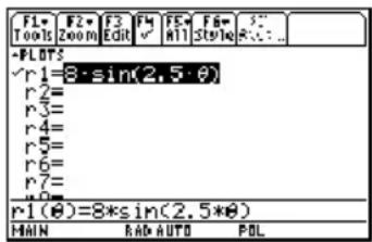 TEXAS INSTRUMENTS Voyage 200 - Vergelijkingen in poolcoördinaten plotten Vergelijkingen in poolcoördinaten - 2