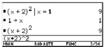 TEXAS INSTRUMENTS Voyage 200 - Substitutie vs. definitie van een variabeleSubstitutie vs. definitie van een v - 1
