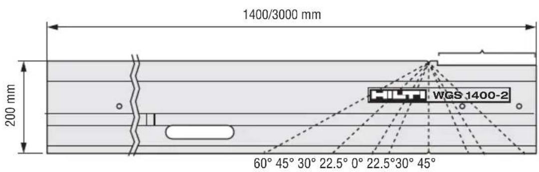 1400/3000 mm 200 mm 60° 45° 30° 22.5° 0° 22.5°30° 45° WGS 1400-2