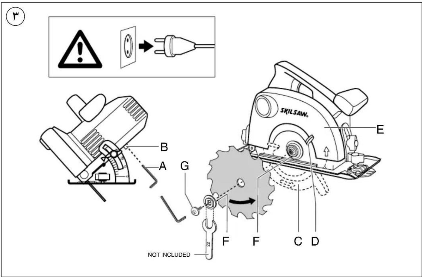 SKILSAW. E B A G NOT INCLUDED F F C D