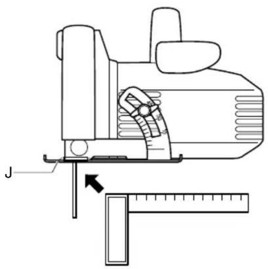Technical diagram of a mechanical device with labeled components and an arrow indicating assembly or measurement direction.