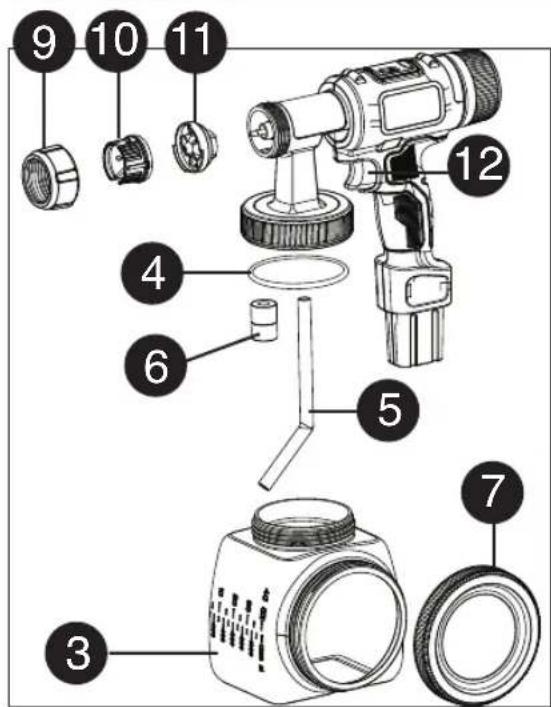 Exploded view diagram of a camera with numbered parts for identification