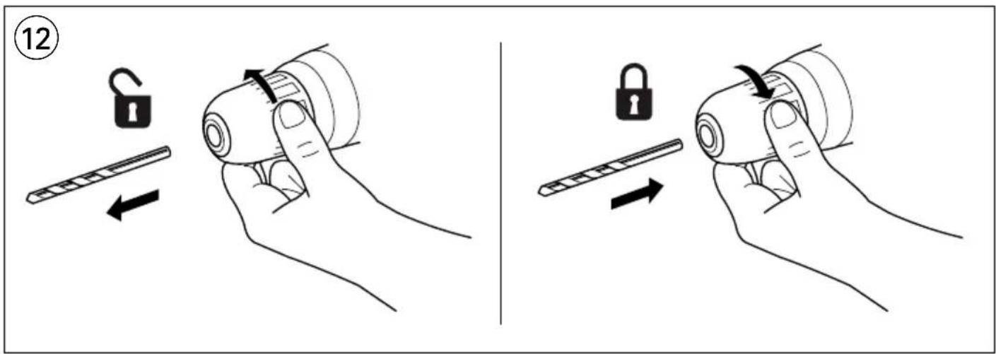Diagram illustrating two-step lock application on a device, showing left-hand and right-hand states with lock icons and directional arrows.