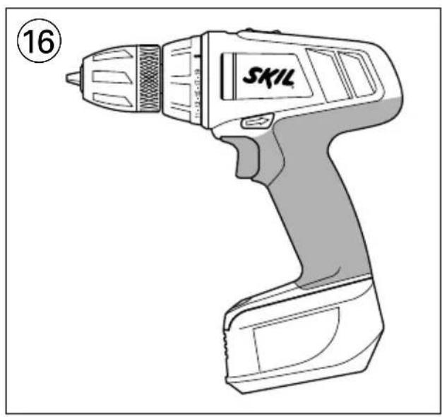 Line drawing of a SKIL electric drill (no text or symbols on the device itself)