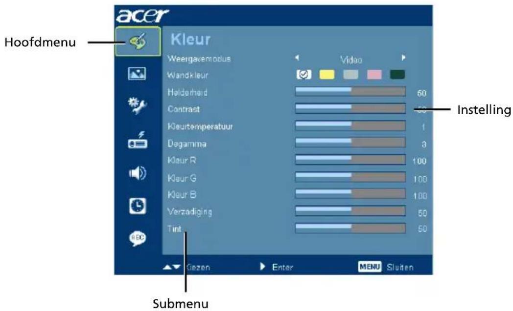 ACER D111 - De OSD-menu's gebruiken - 1