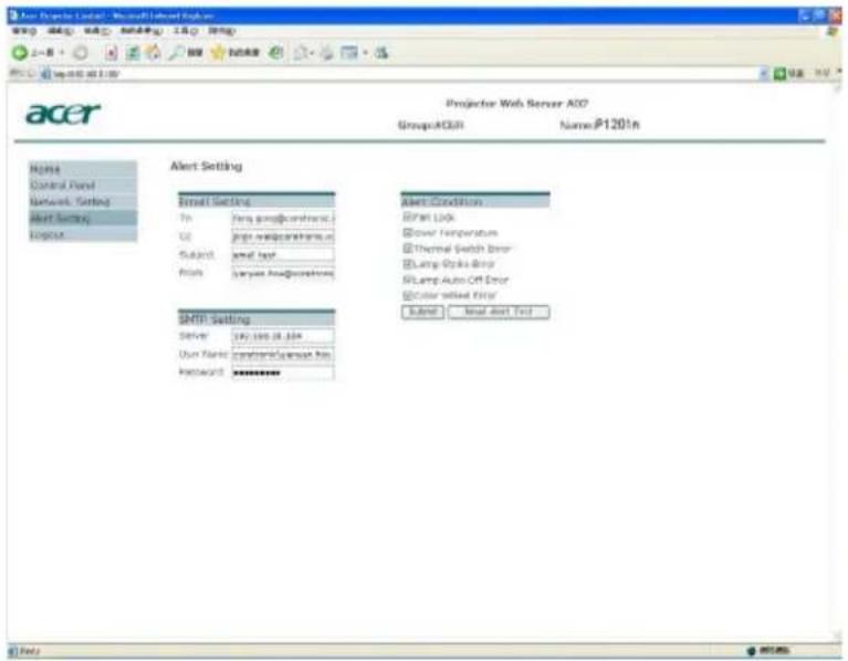 ACER P1101 - Alarminstelling - 1