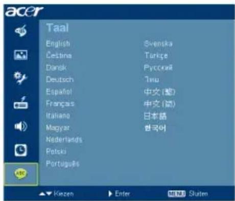 Taal English Čestina Dansk Deutsch Español Franças Italiano Magyar Nederlands Polski Portugues Svenska Turkçe Pyccosé Tatu 中文 (整) 中文 (简) 日本語 한국어 ▲▼ Kezen ▶ Enter MEN SLuten