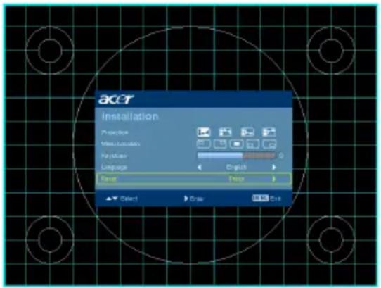 ACER P5290 - Installation menu - 1
