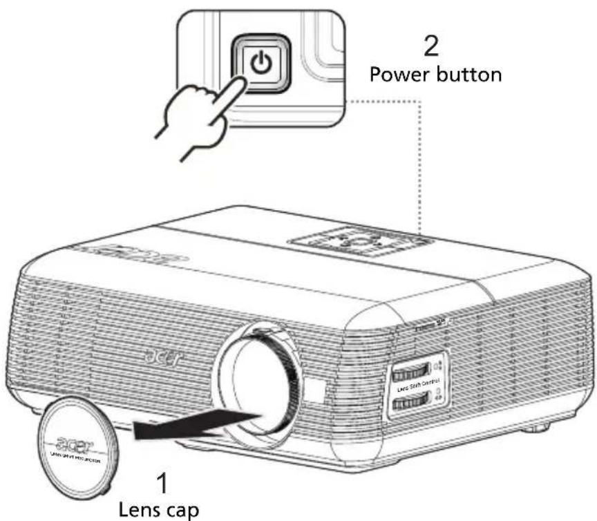ACER P5290 - Turning on the Projector - 1
